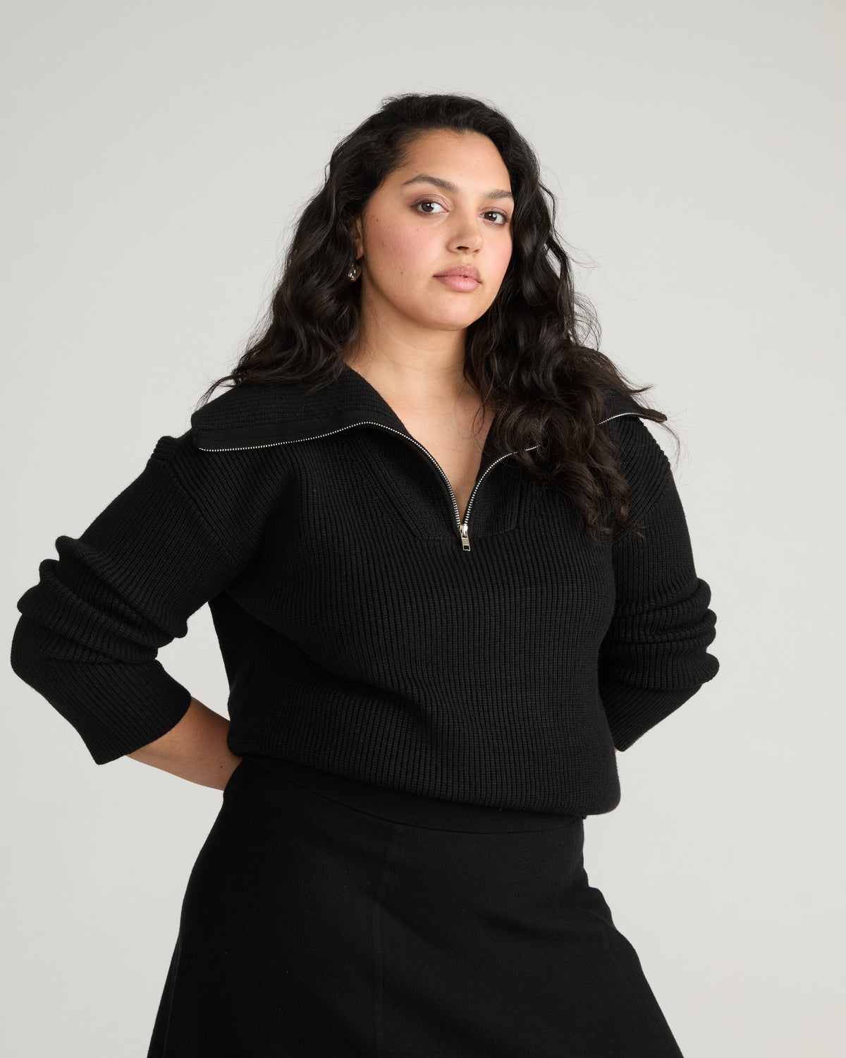 Brenda Zip Sweater - Black