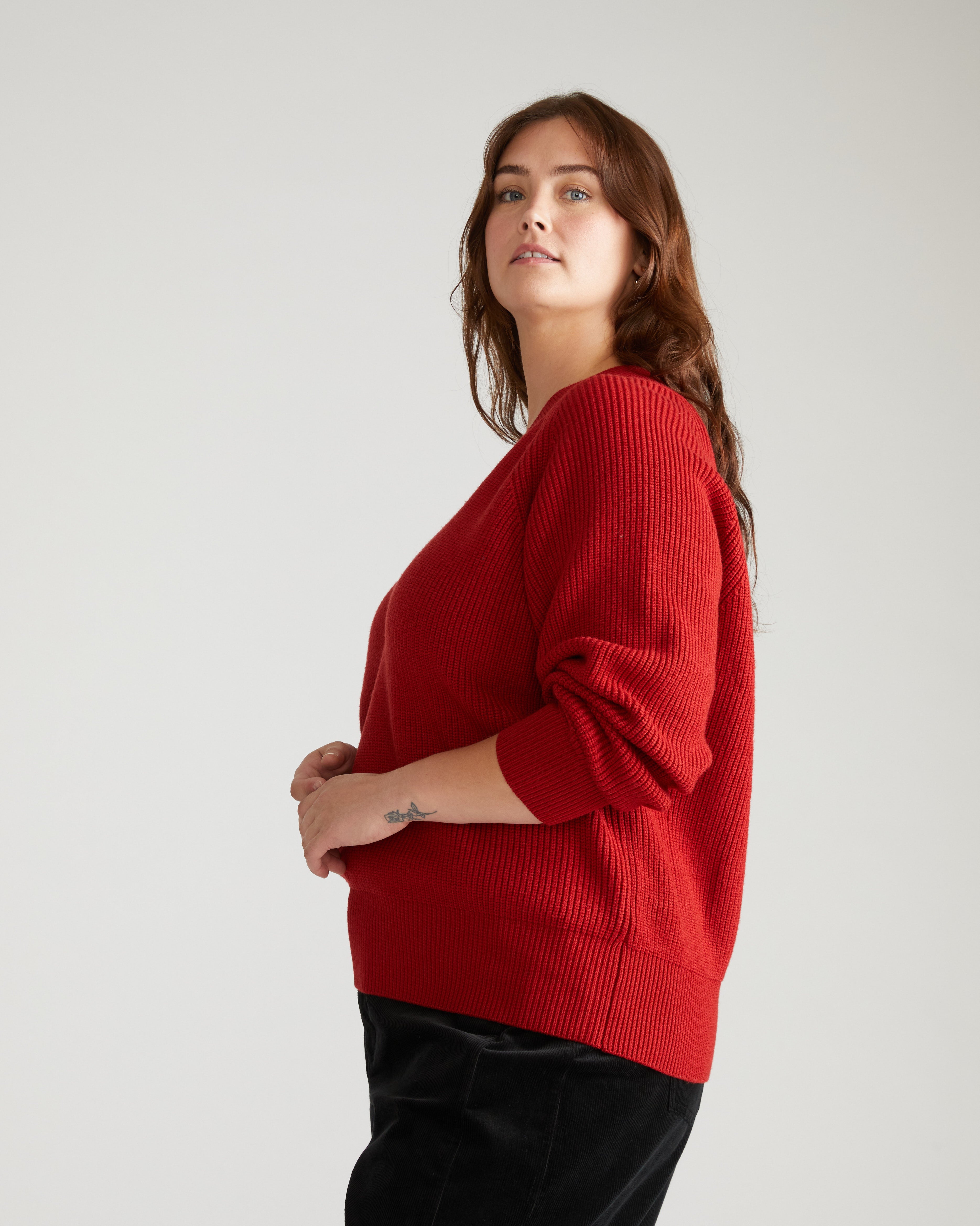 Tori V Neck Sweater - Autumnal Red – Universal Standard