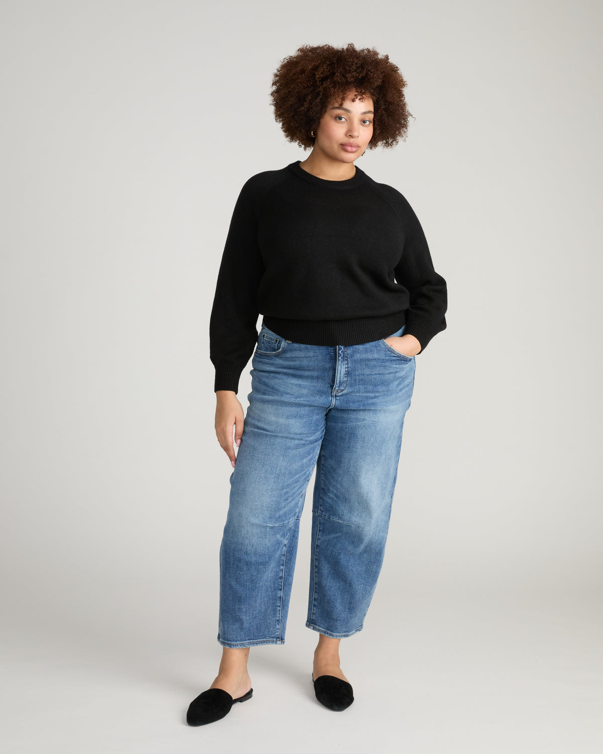 Soft Spun Long Sleeve Sweater - Black