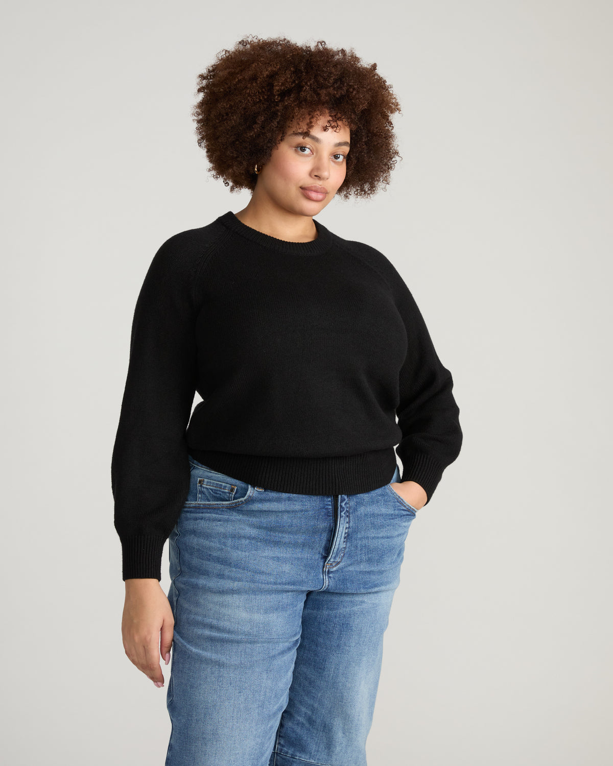 Soft Spun Long Sleeve Sweater - Black