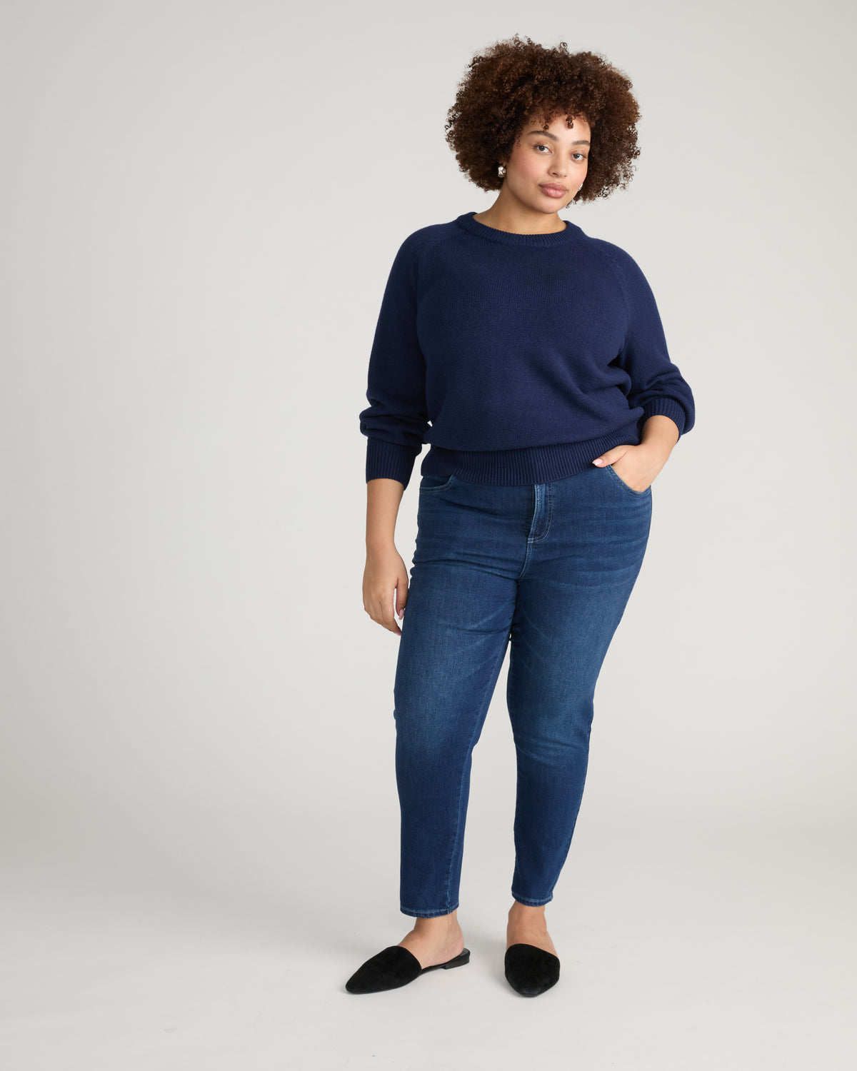 Soft Spun Long Sleeve Sweater - Navy