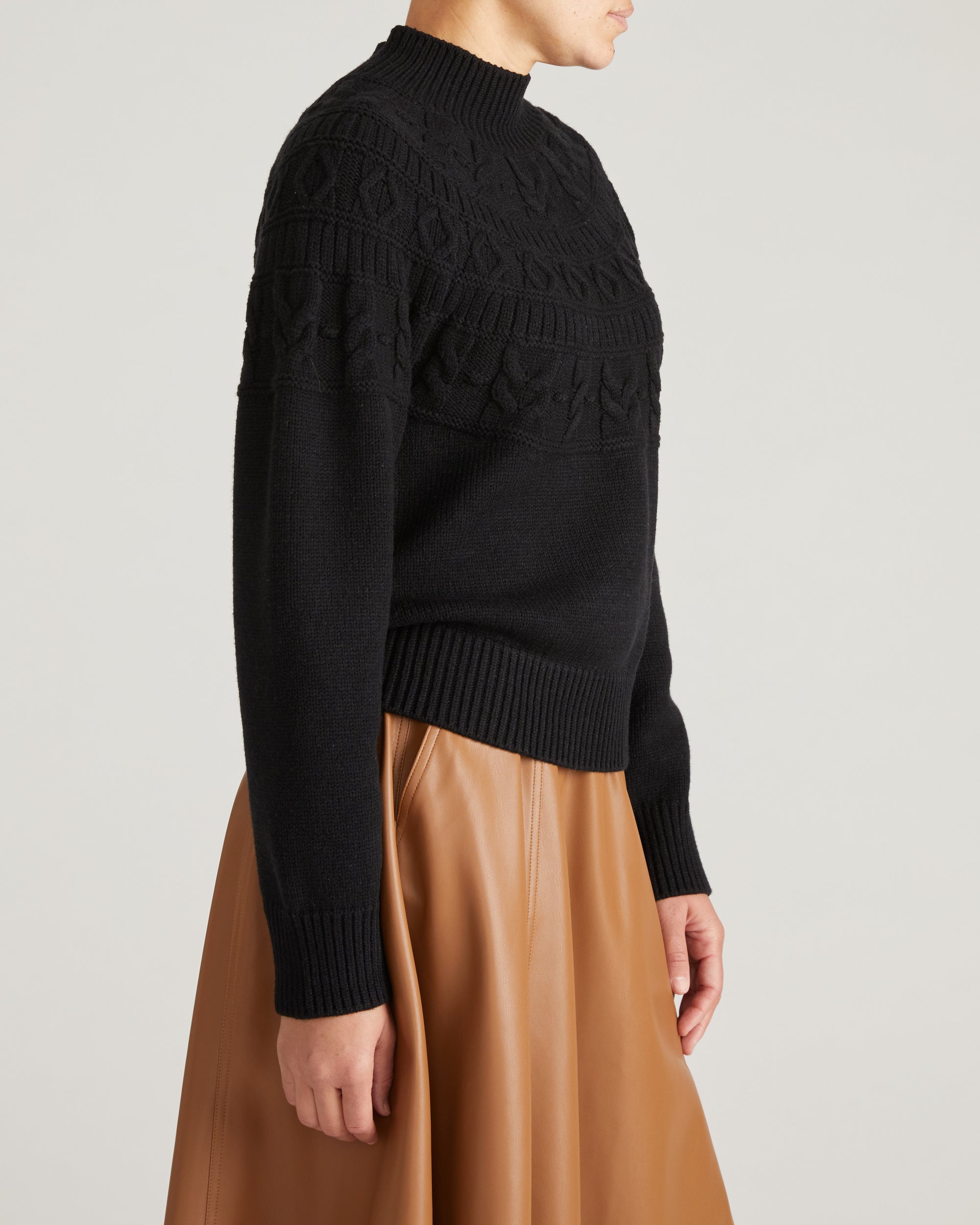 Safiya Cable Knit Sweater - Black