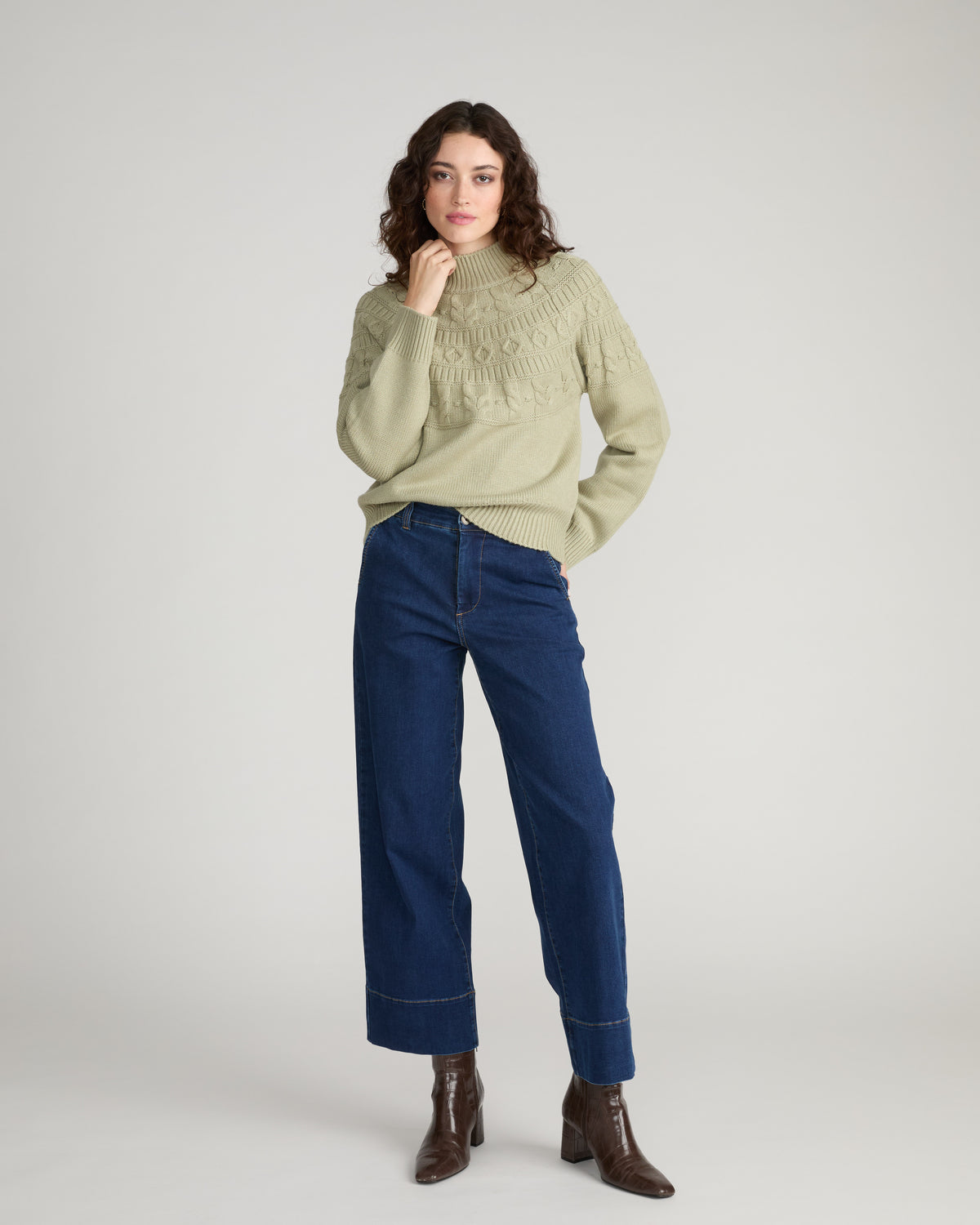 Safiya Cable Knit Sweater - Whisper of Sage