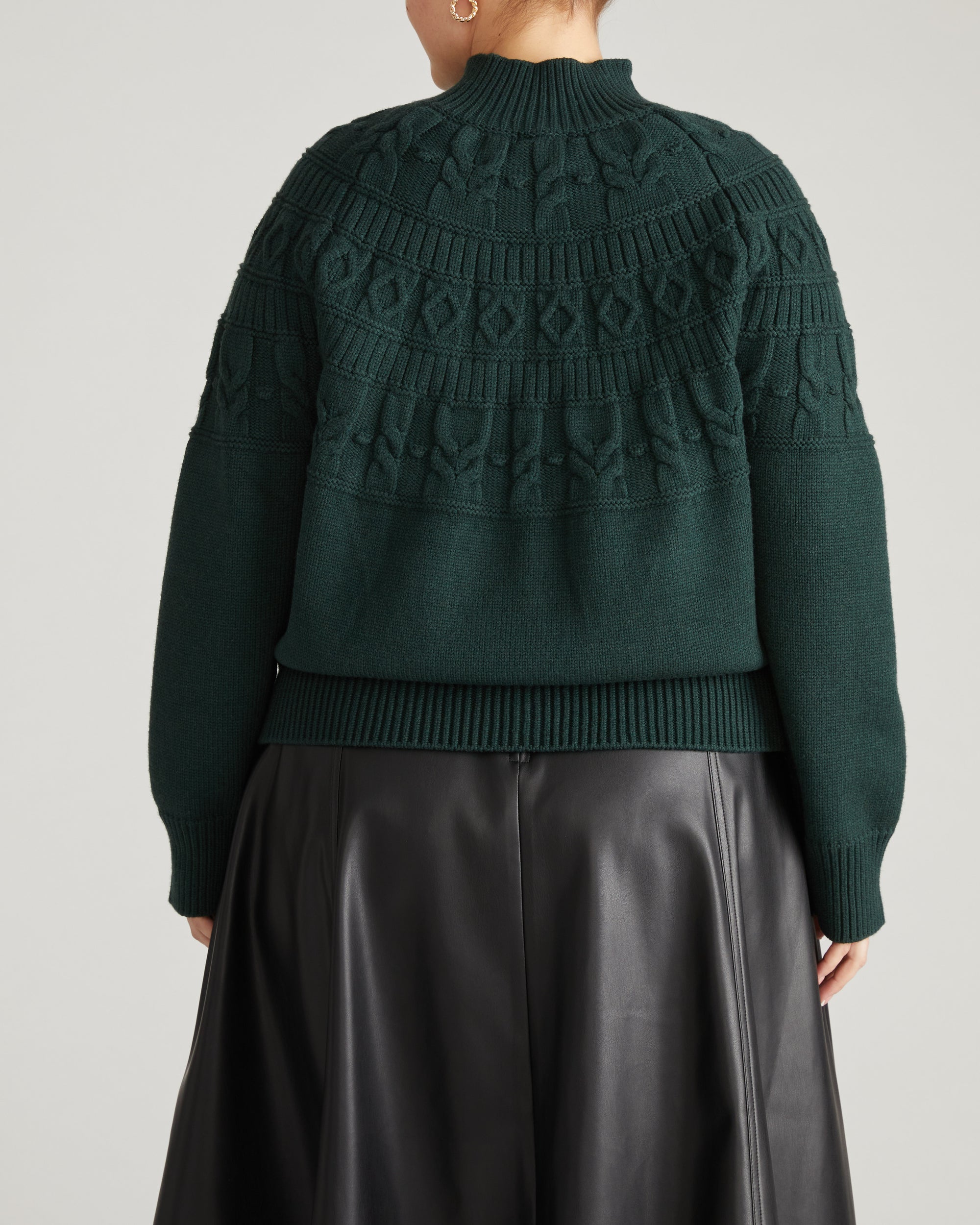 Safiya Cable Knit Sweater - Forest Green