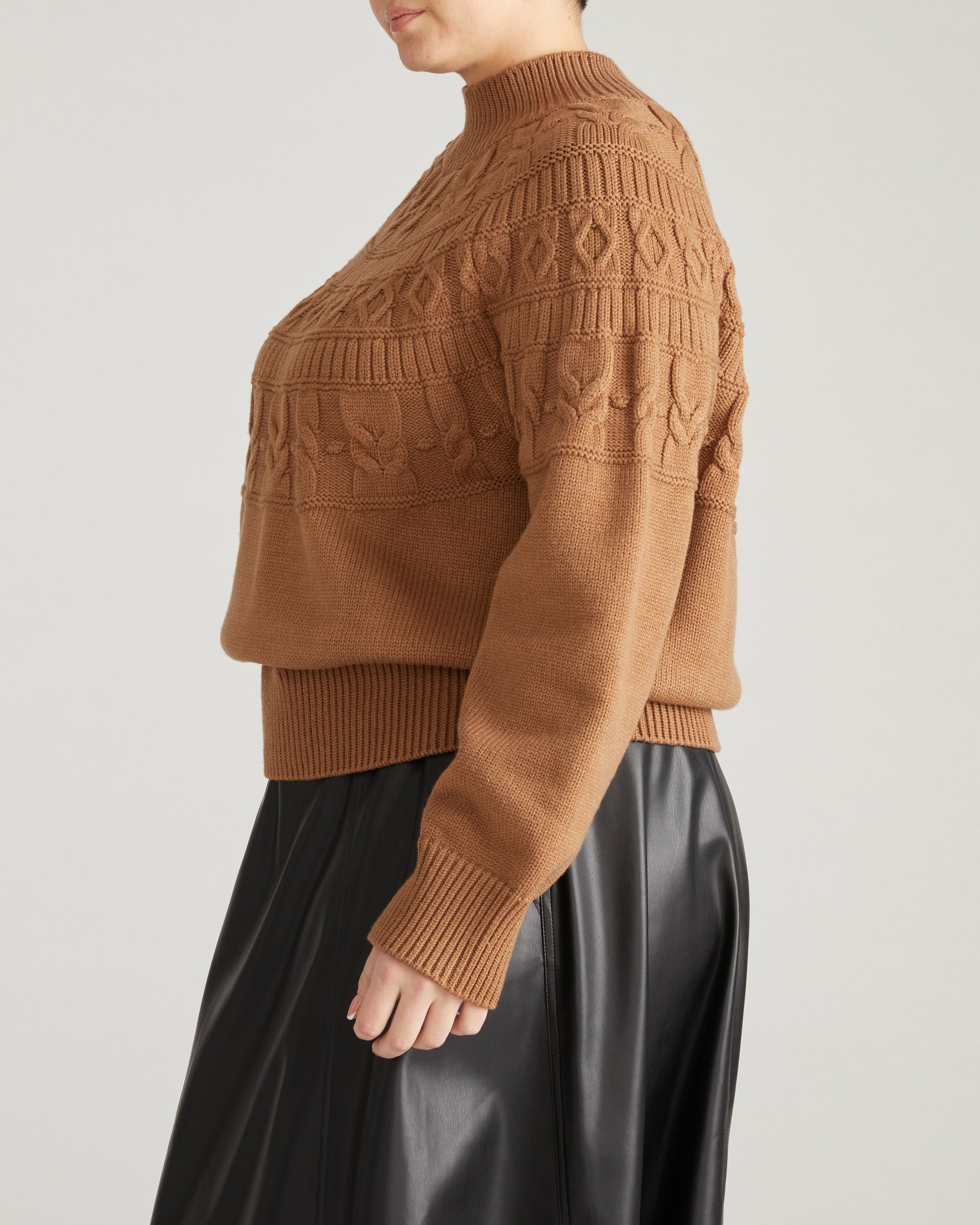 Safiya Cable Knit Sweater - Classic Camel