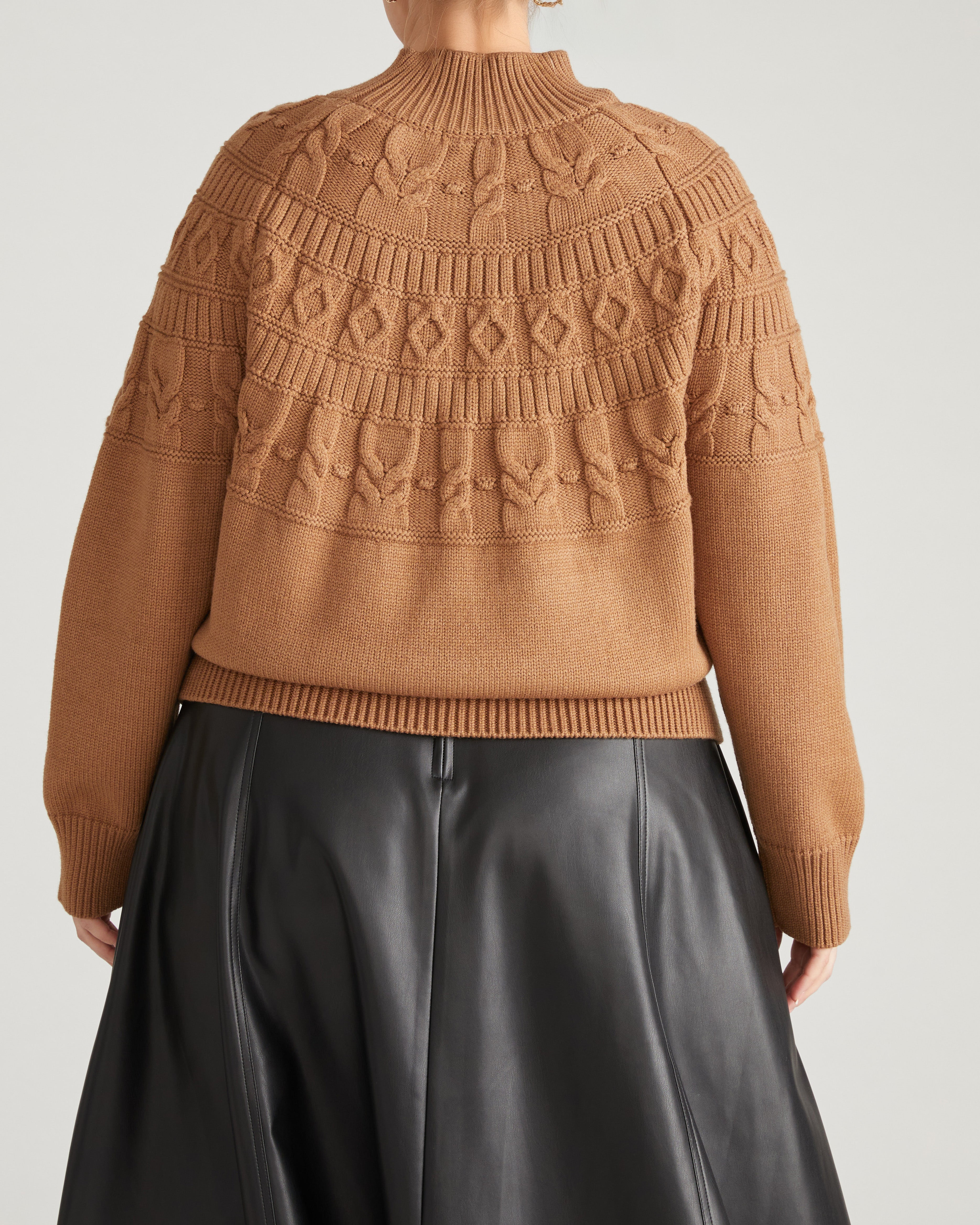 トップス efu HAND CABLE KNIT Safiya Cable Knit Sweater - Classic Camel – Universal Standard