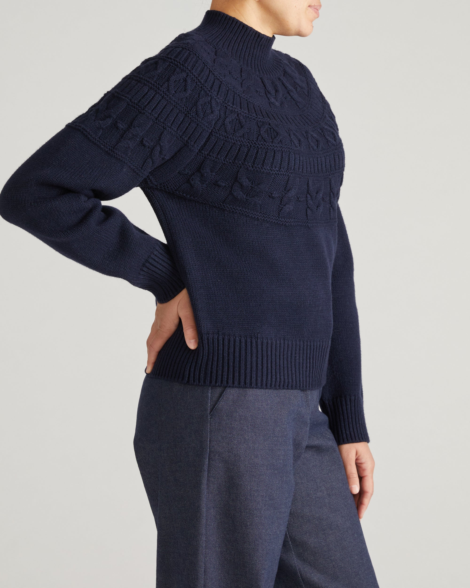 Safiya Cable Knit Sweater - Midnight