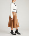 Gabrielle Button-Front Cardigan - Cream with Black Accents