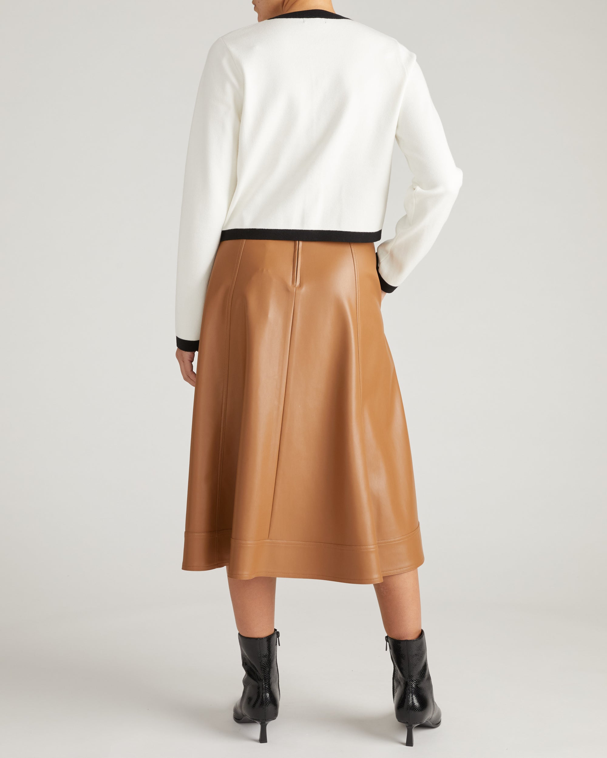 Gabrielle Button-Front Cardigan - Cream with Black Accents