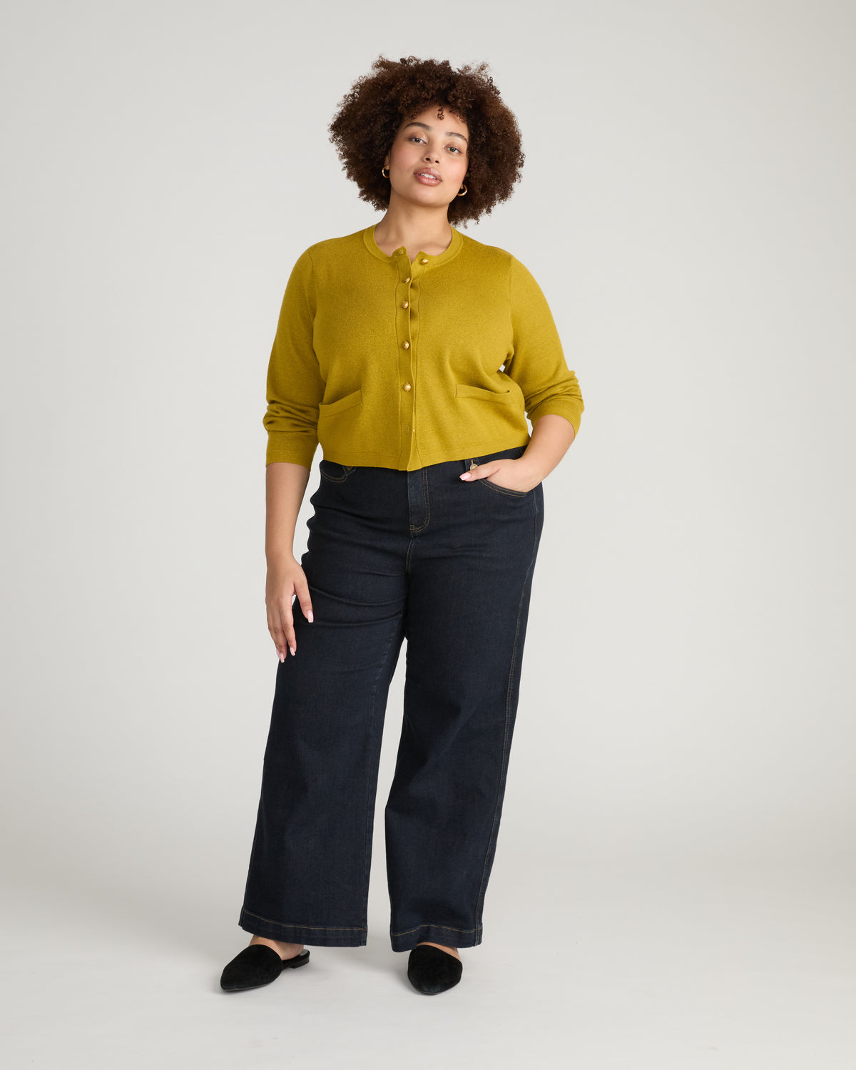 Gabrielle Button-Front Cardigan - Martini Olive