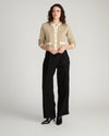 Gabrielle Button-Front Cardigan - Almond Dust/Cream Trim