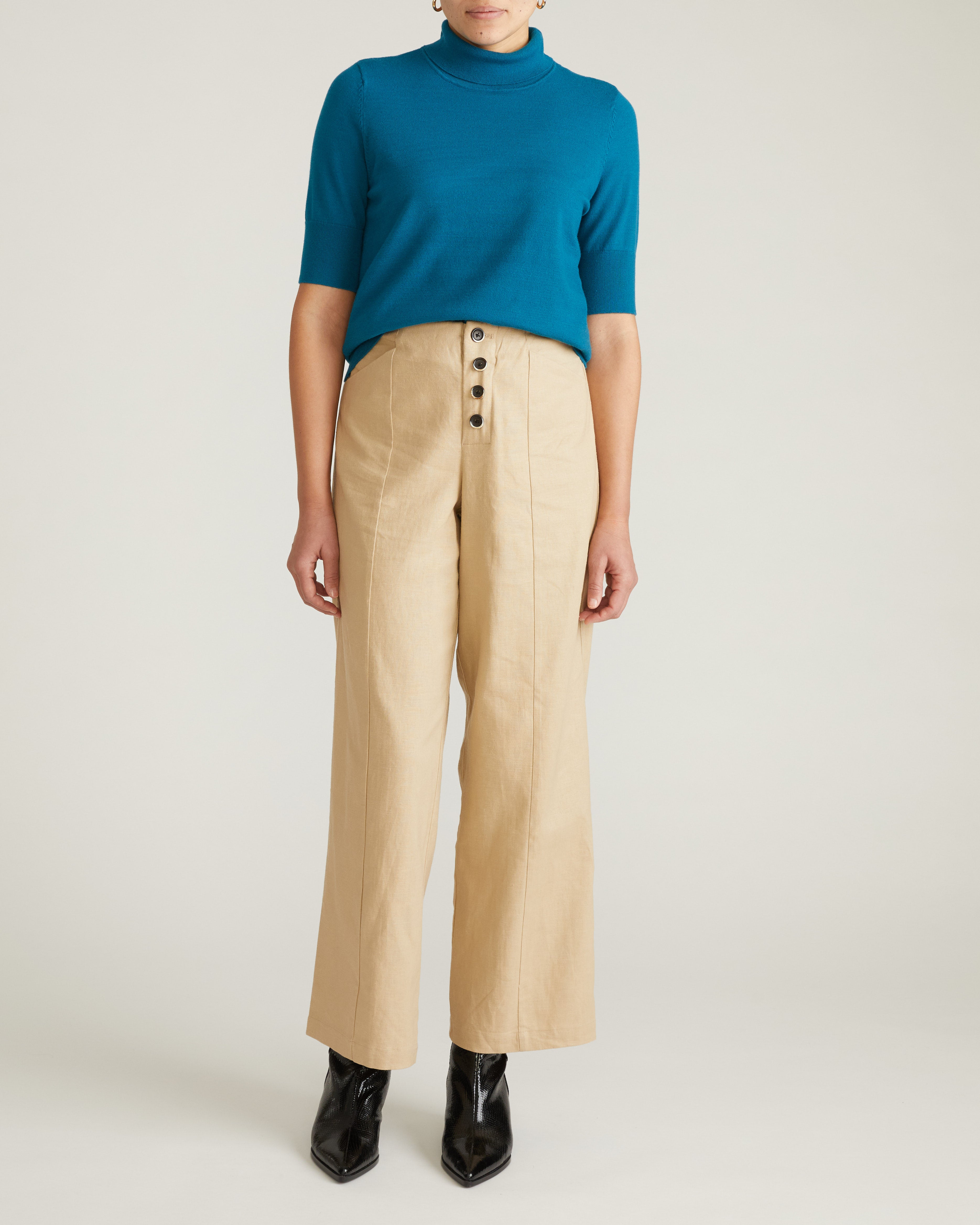 Savvy Fine Knit Turtleneck Sweater Top - Blue Beetle – Universal