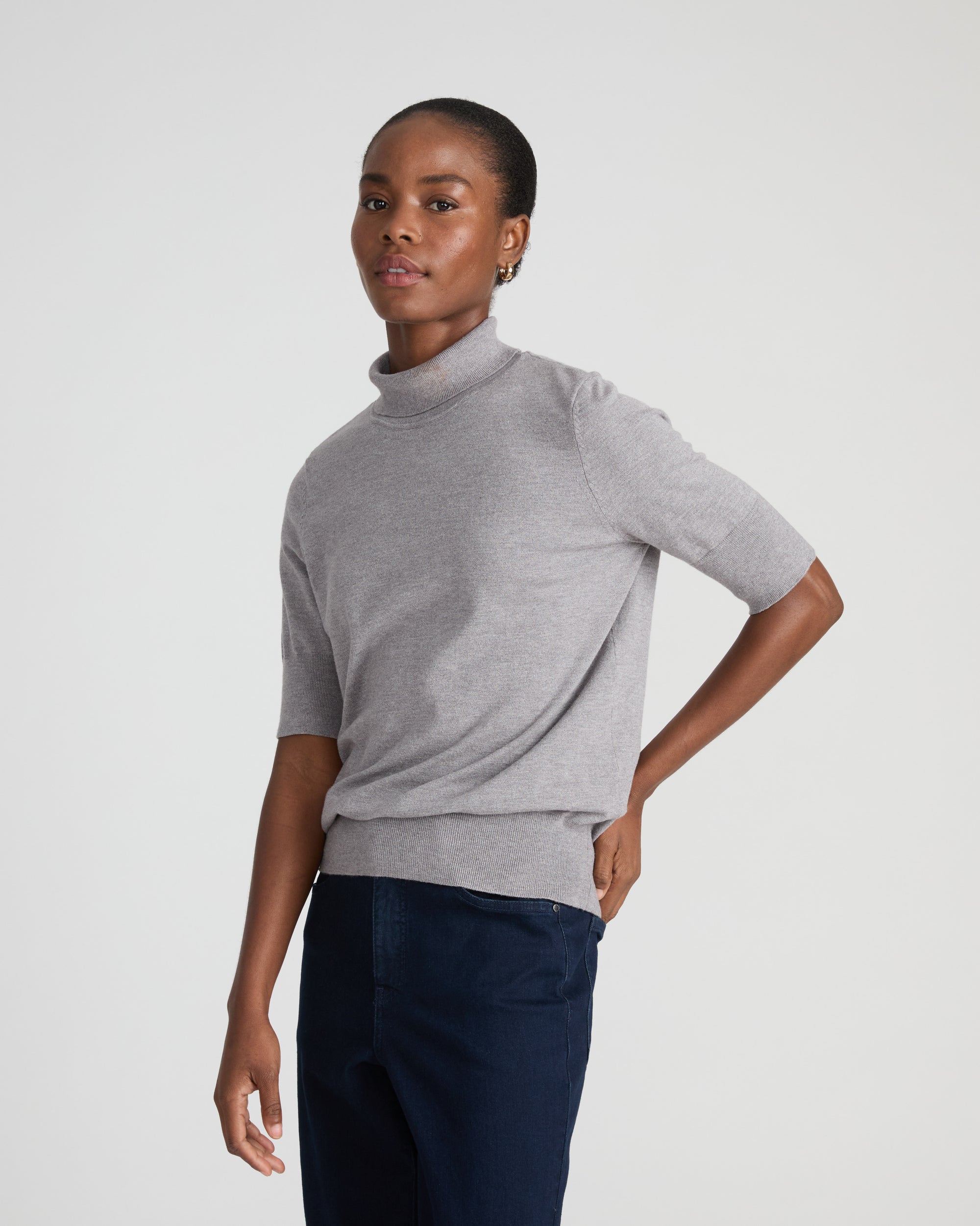 Savvy Fine Knit Turtleneck Sweater Top - Barcarolle Gray | Plus Size & Straight Size Women's Fashion | Universal Standard