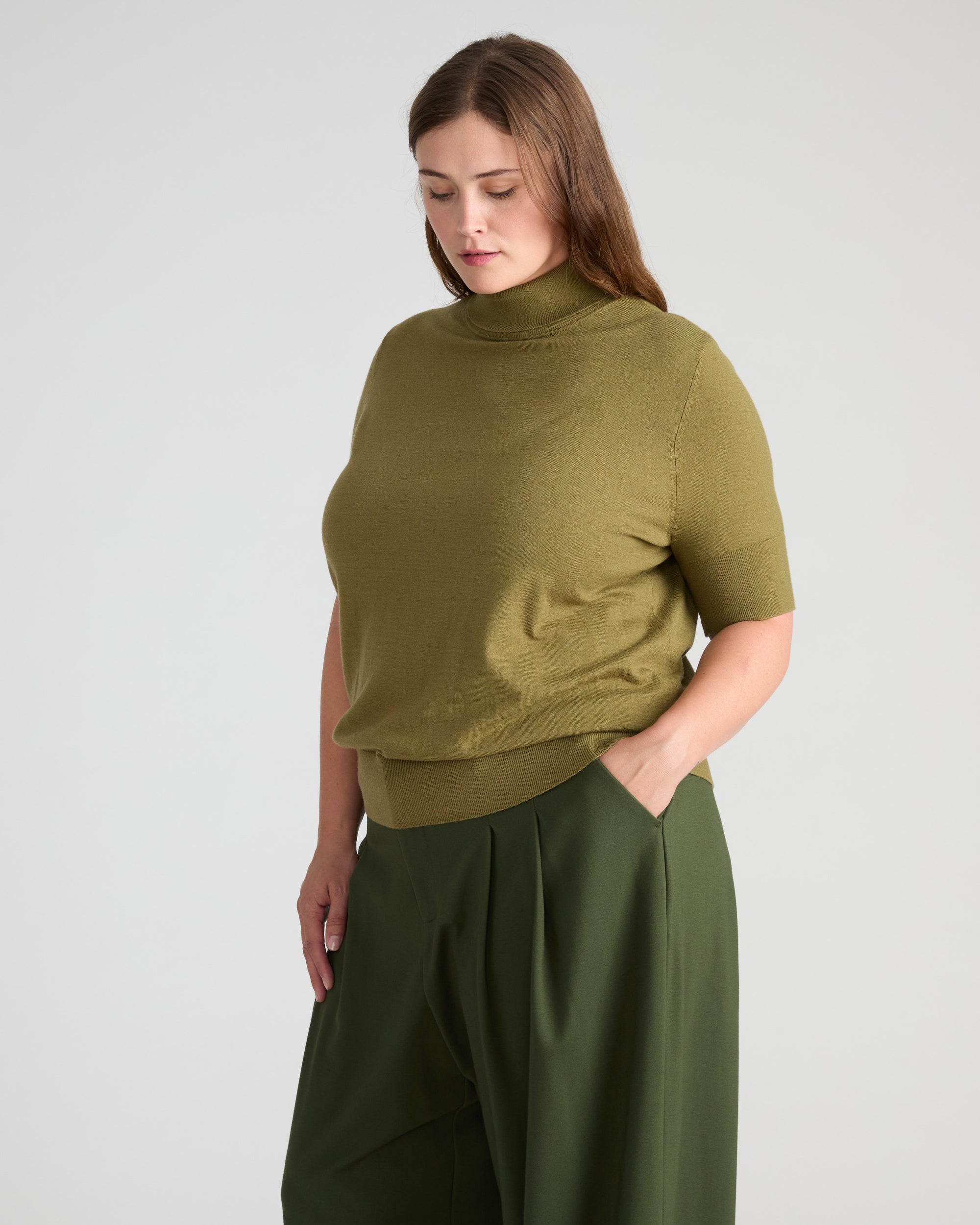 Savvy Fine Knit Turtleneck Sweater Top - Capulet Olive | Plus Size & Straight Size Women's Fashion | Universal Standard