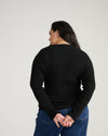Savvy Fine Rib Asymmetric Sweater - Black