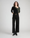 Oval Buckle Suede Belt - Black/Gold