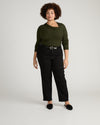 Savvy Fine Rib Asymmetric Sweater - Deep Moss