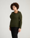 Savvy Fine Rib Asymmetric Sweater - Deep Moss