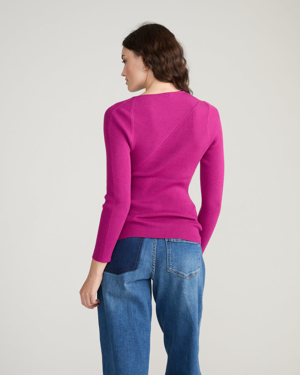 Savvy Fine Rib Asymmetric Sweater - Rothko Purple