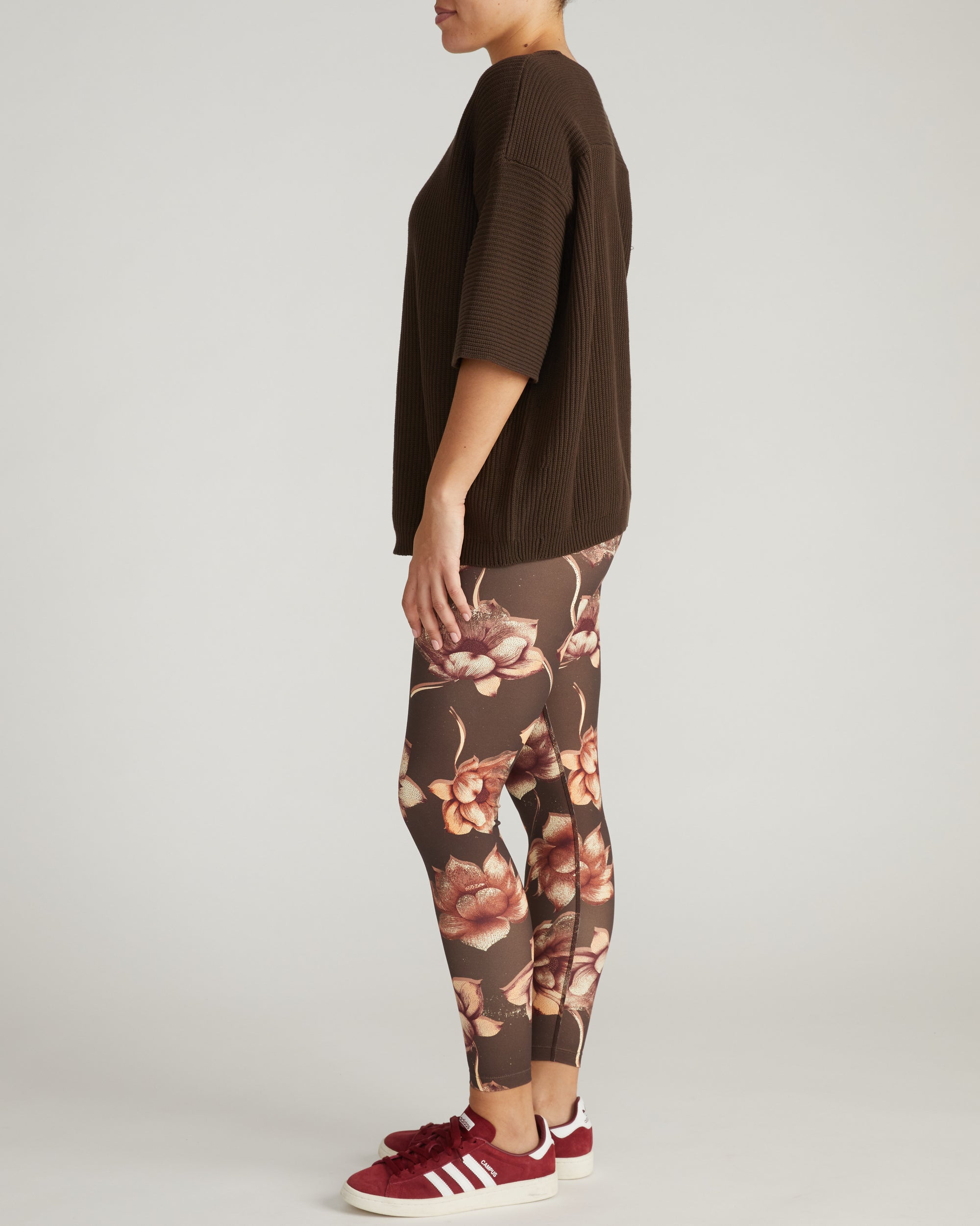 Woman wearing Lotus Sweater - Deep Brown from Universal Standard