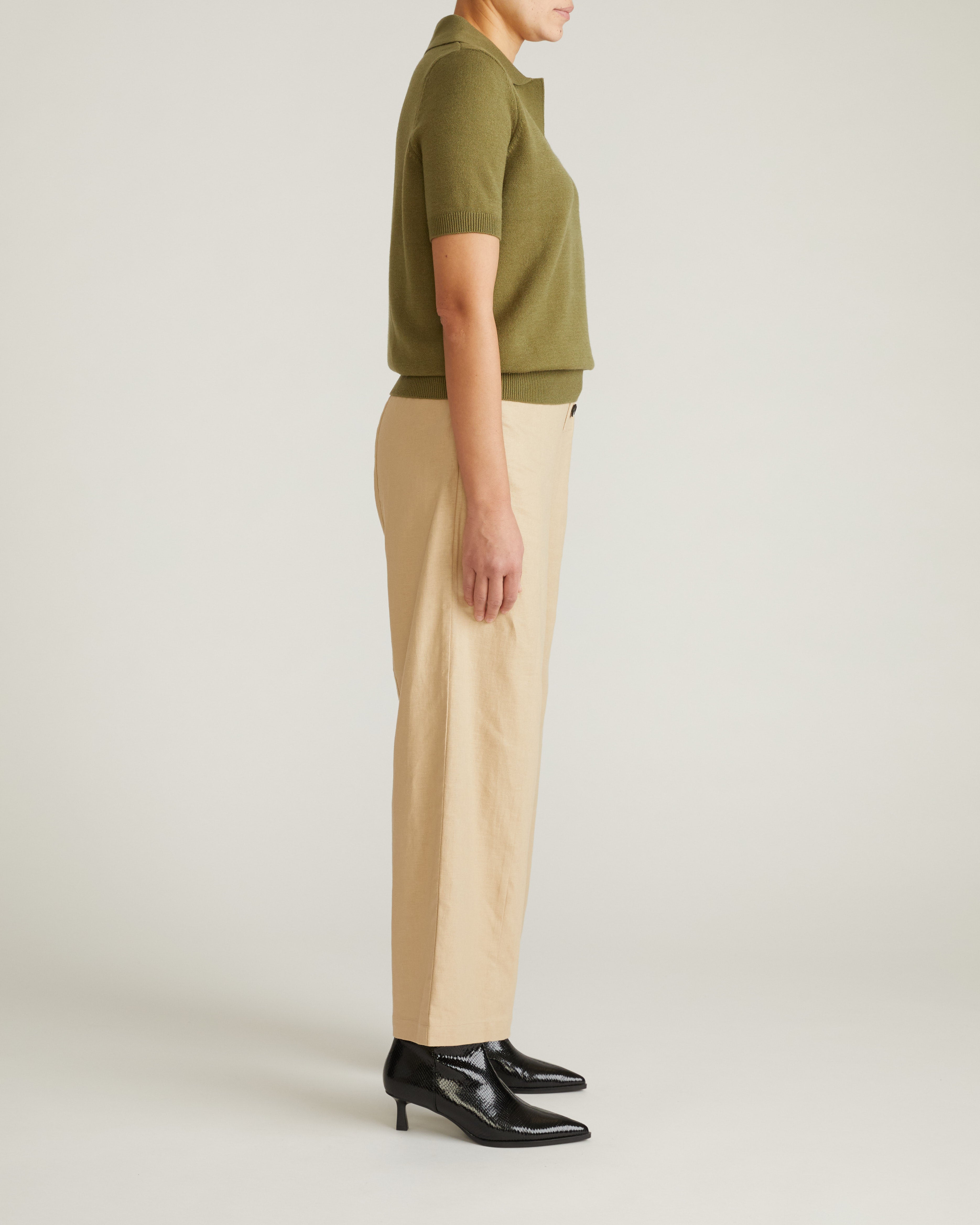 Savvy Fine Knit Short Sleeve Polo Sweater - Olive Leaf – Universal
