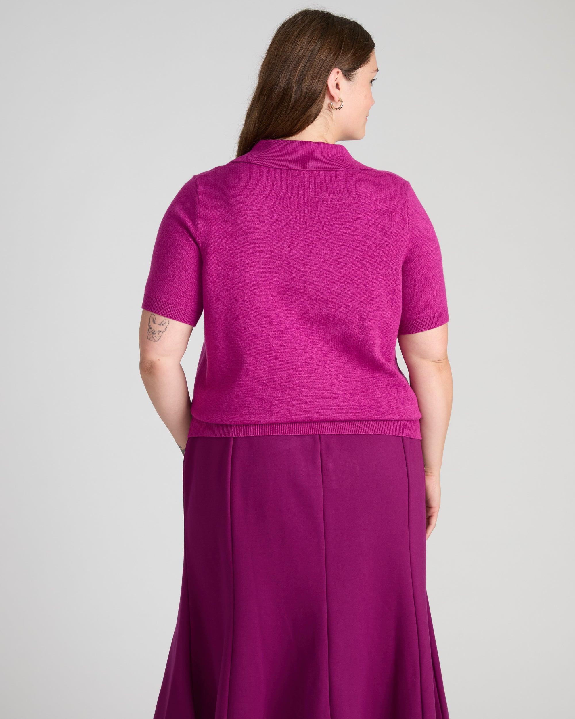 Savvy Fine Knit Short Sleeve Polo Sweater - Rothko Purple | Plus Size & Straight Size Women's Fashion | Universal Standard