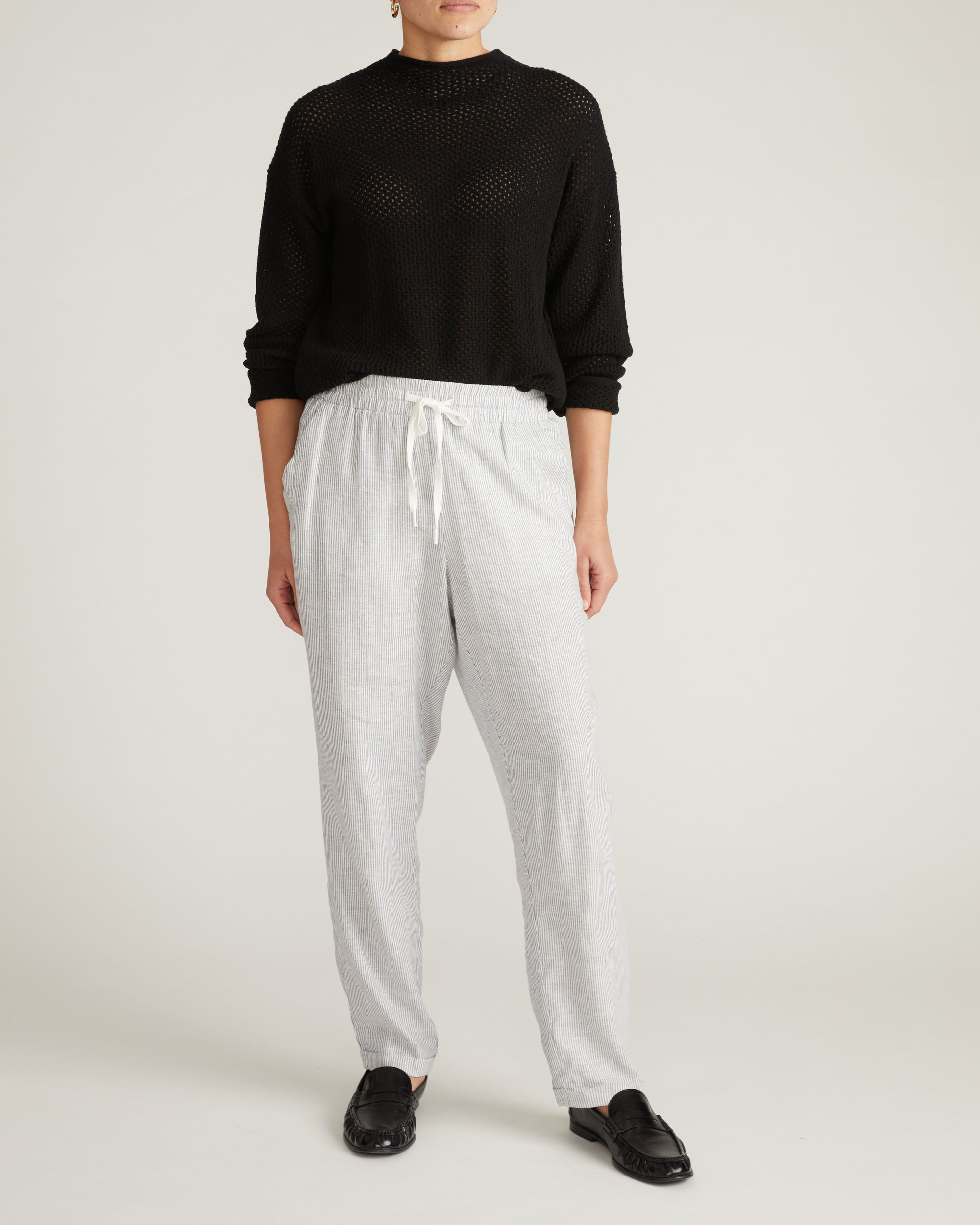 Positano Pointelle Mock Neck Sweater - Black | Plus Size & Straight Size Women's Fashion | Universal Standard