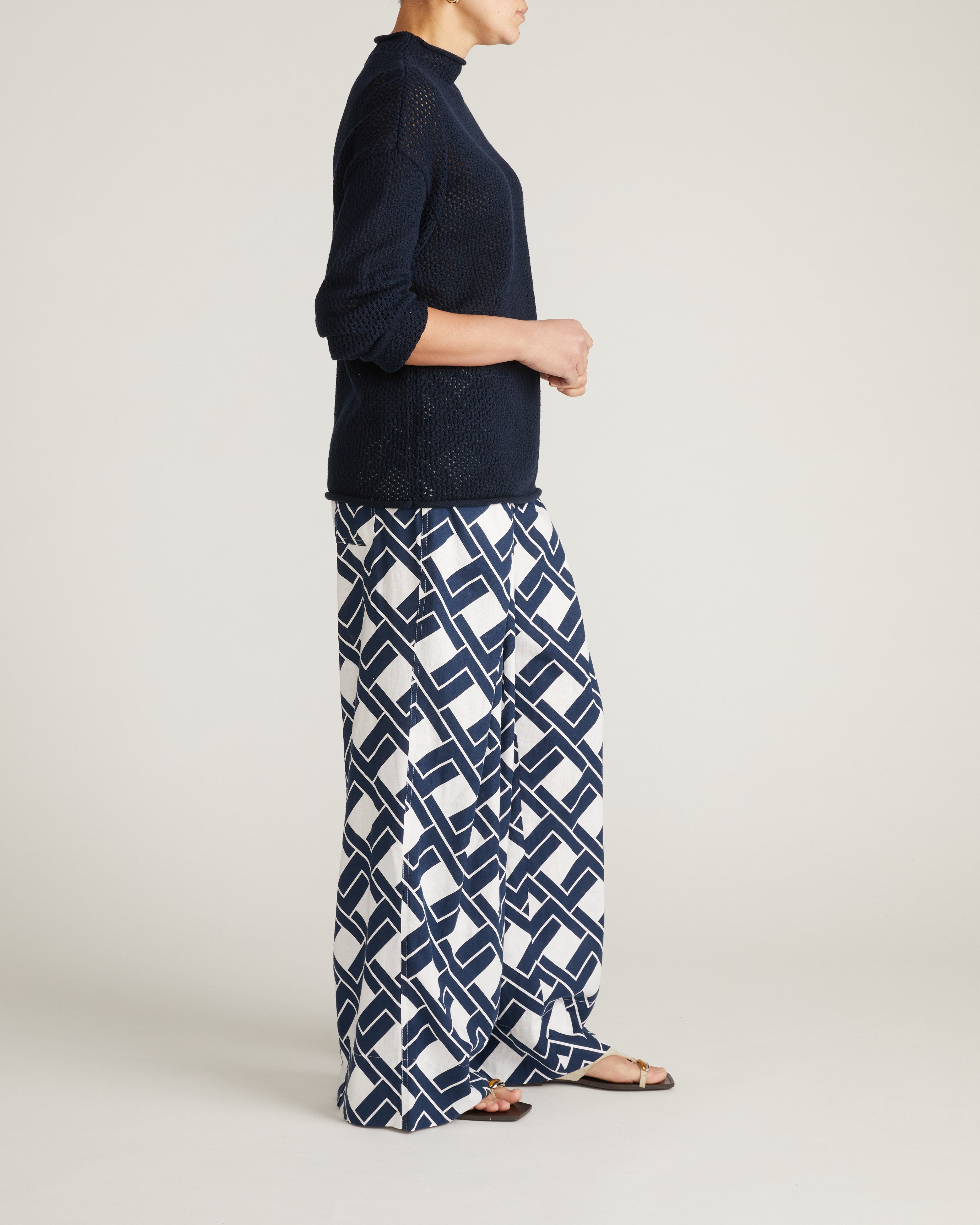 Positano Pointelle Mock Neck Sweater - Navy – Universal Standard
