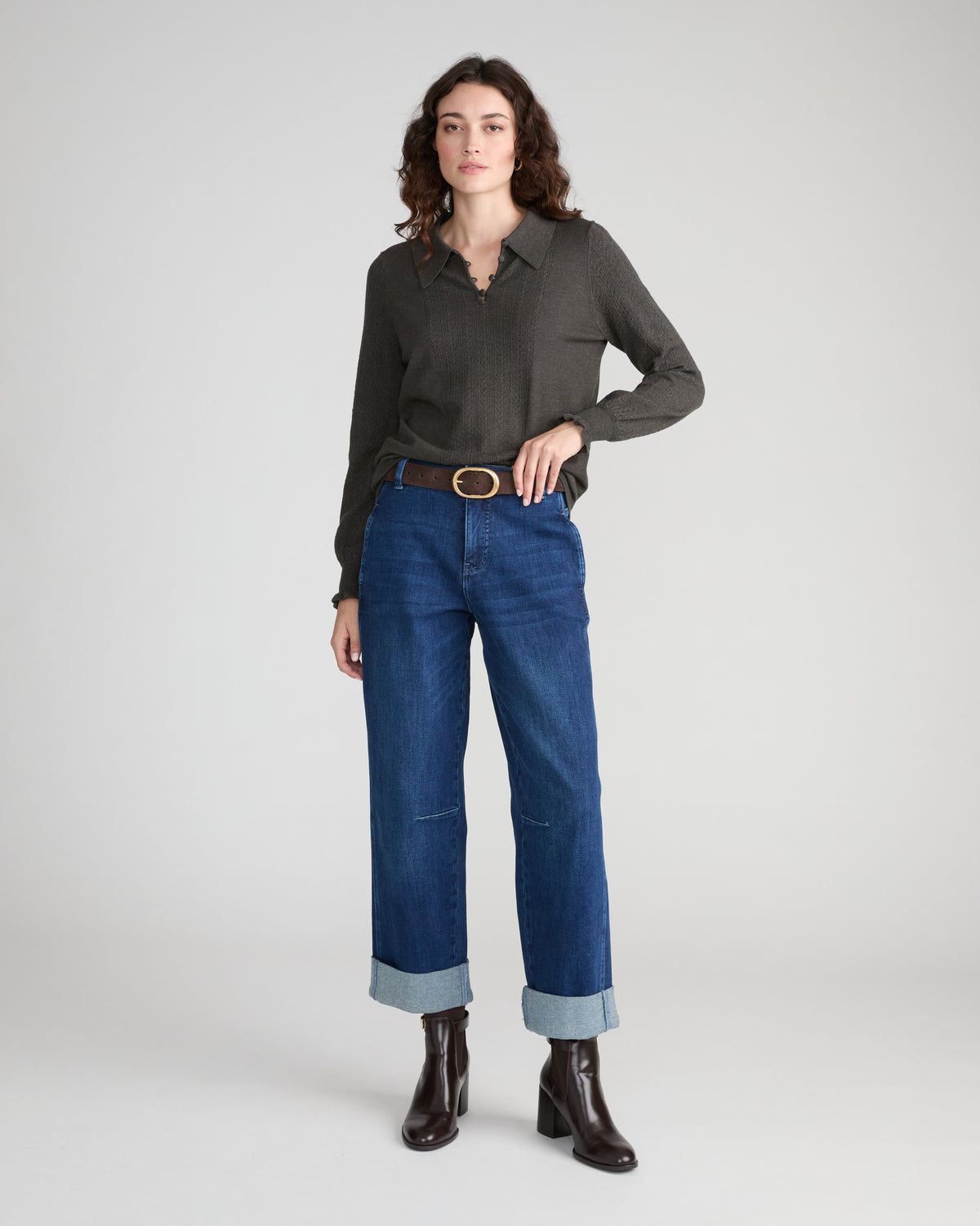Savvy Fine Knit Lady Polo - Dark Gray