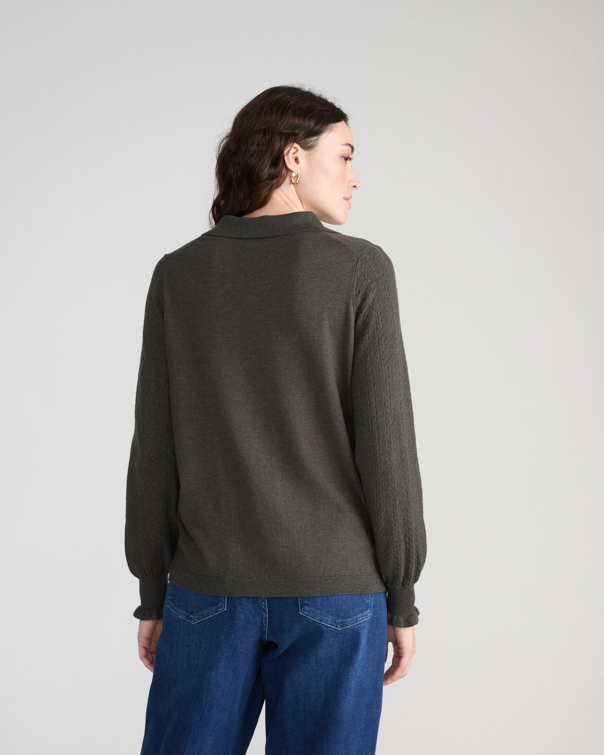 Savvy Fine Knit Lady Polo - Dark Gray