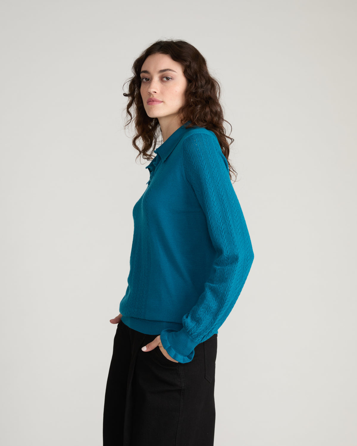 Savvy Fine Knit Lady Polo - Caspian Sea