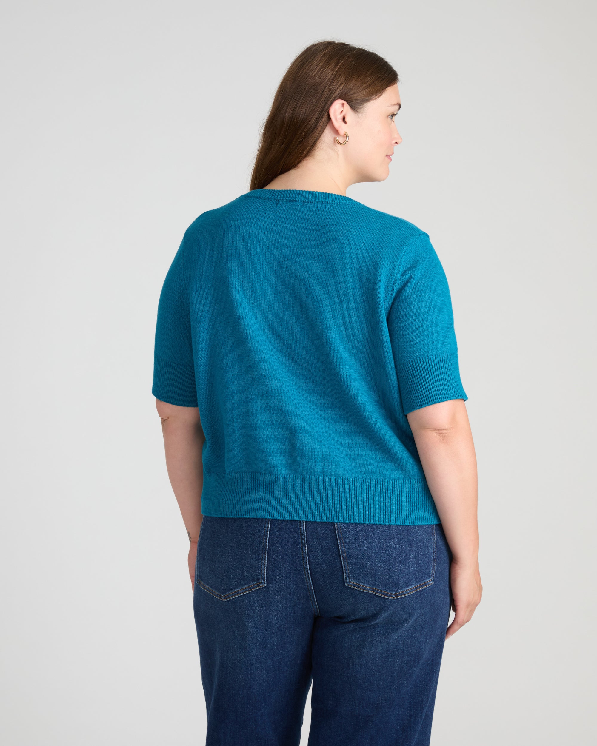 Soft Spun Short Sleeve Cardigan - Deep Teal | Plus Size & Straight Size Women's Fashion | Universal Standard