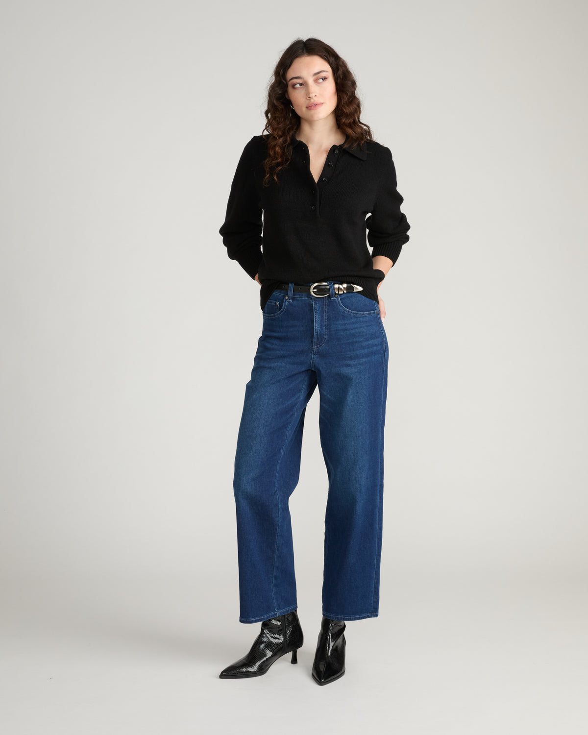 Soft Spun Polo Sweater - Black