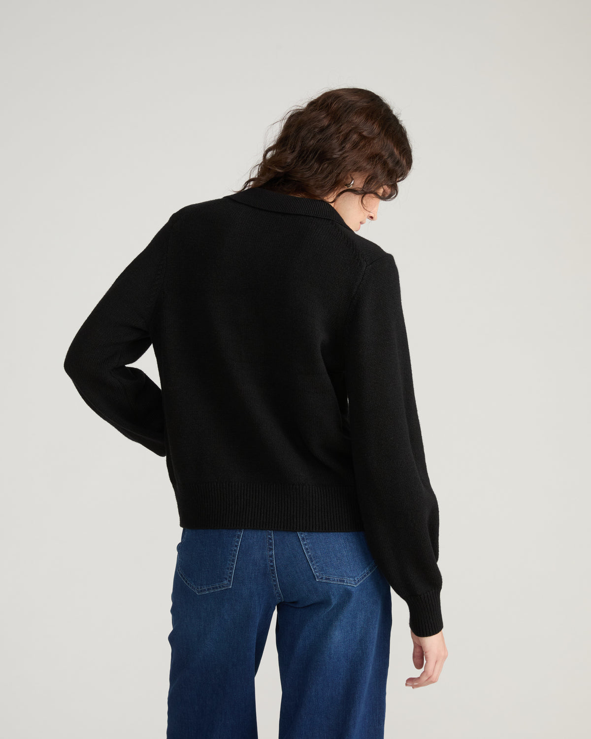 Soft Spun Polo Sweater - Black