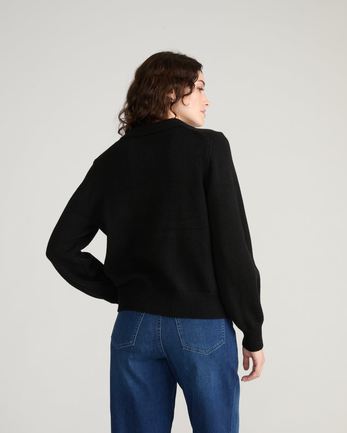 Soft Spun Polo Sweater - Black