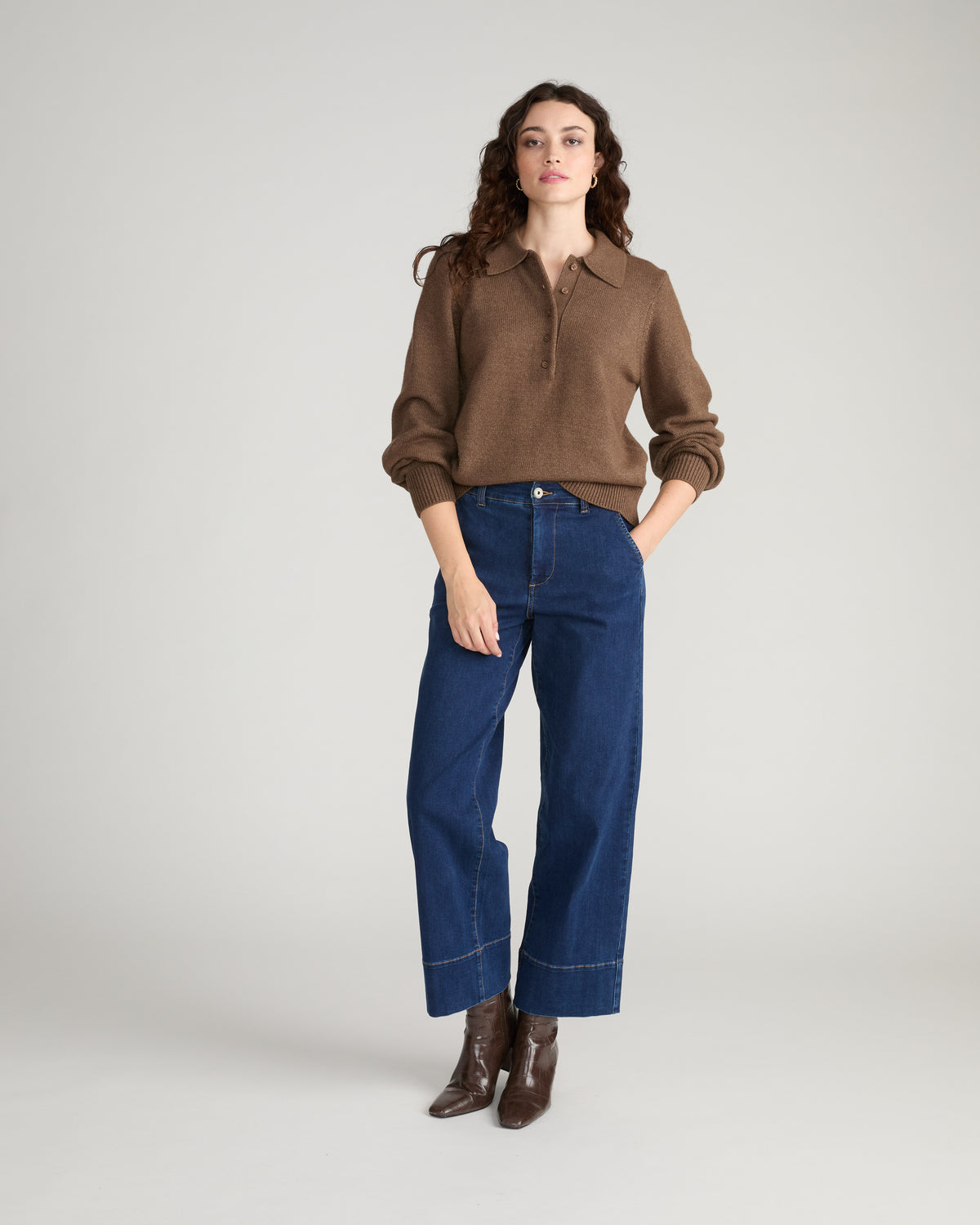 Soft Spun Polo Sweater - Winter Fawn | Plus Size & Straight Size Women's Fashion | Universal Standard