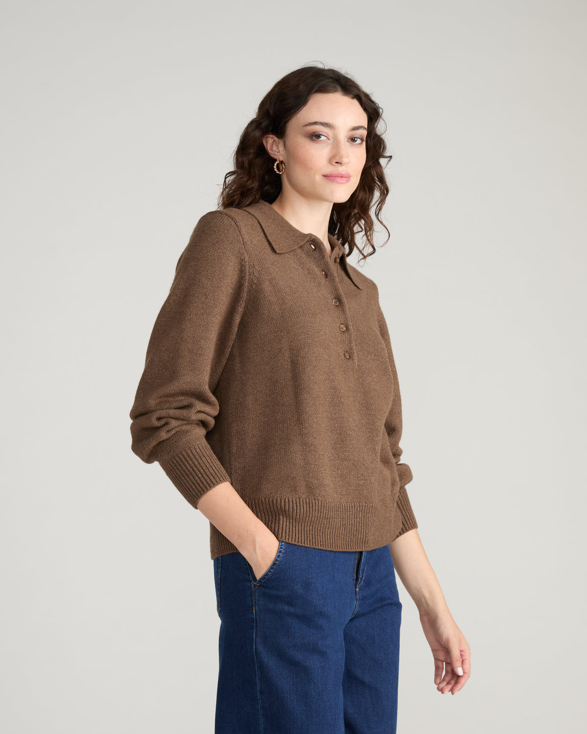 Soft Spun Polo Sweater - Winter Fawn | Plus Size & Straight Size Women's Fashion | Universal Standard