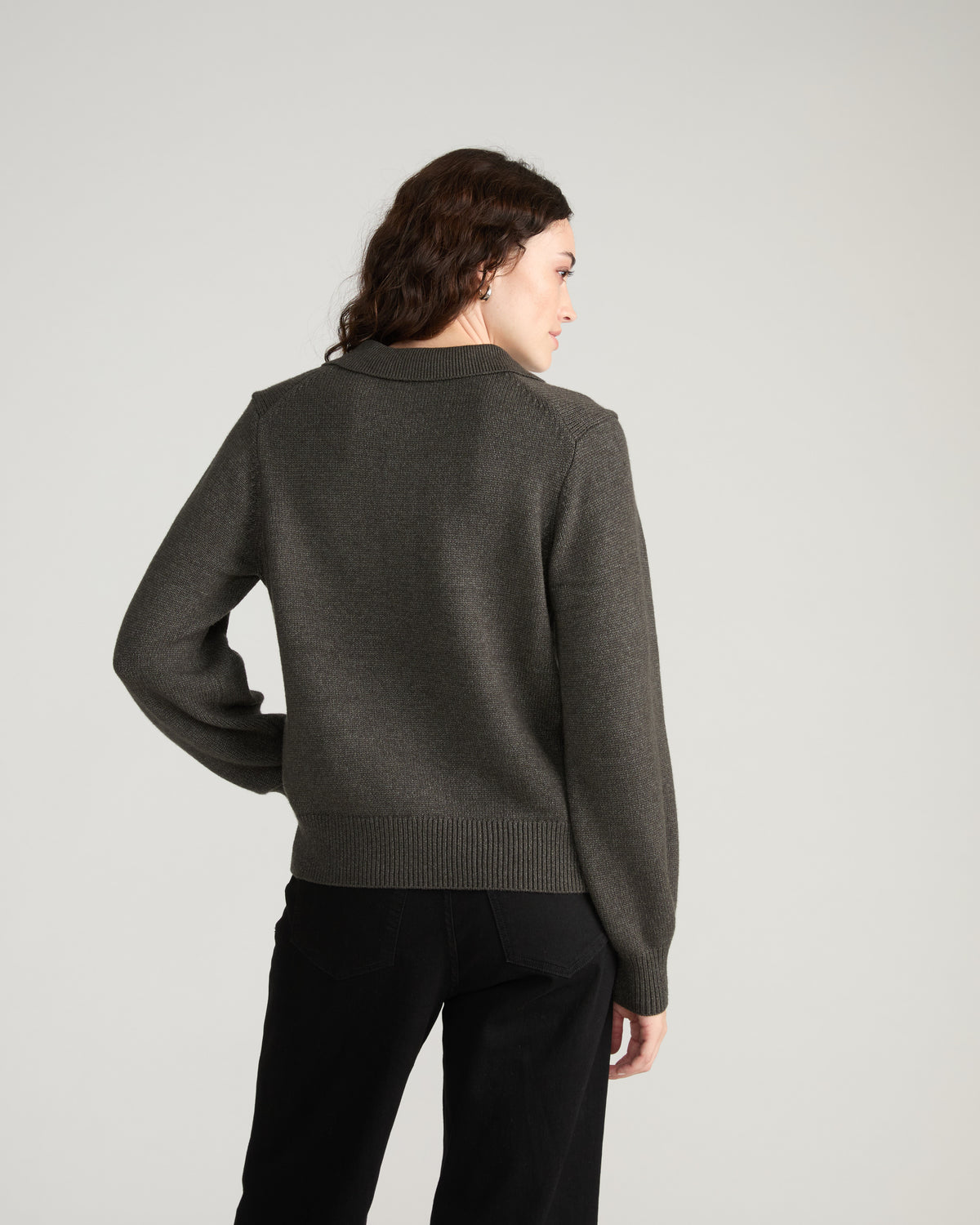 Soft Spun Polo Sweater - Dark Gray
