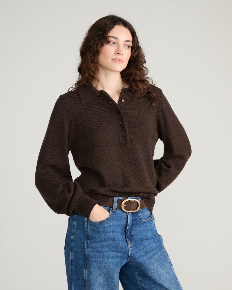 Soft Spun Polo Sweater - Espresso