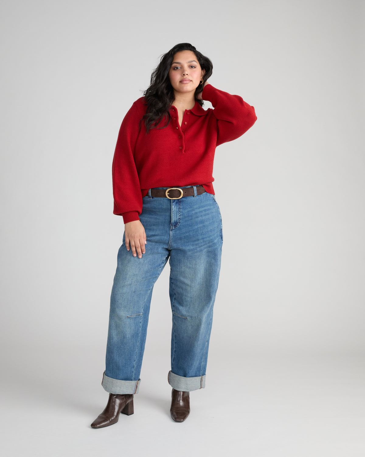 Soft Spun Polo Sweater - Autumnal Red
