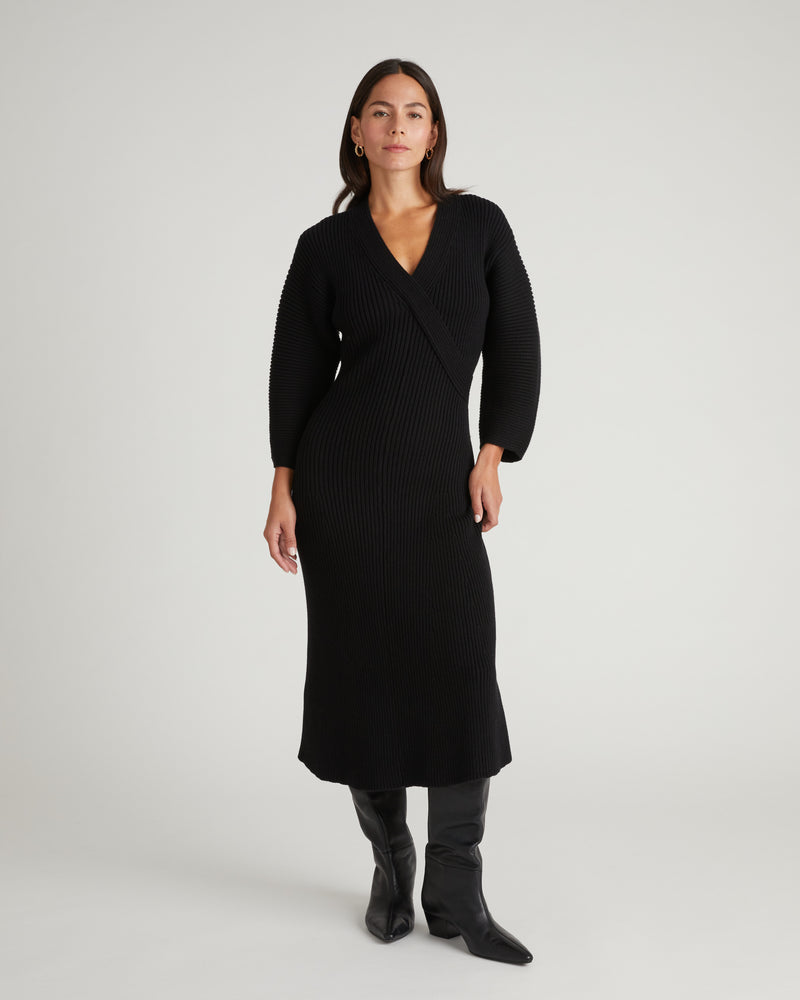 Better-Than-Wool Faux Wrap Dress - Black | Plus Size & Straight Size Women's Fashion | Universal Standard