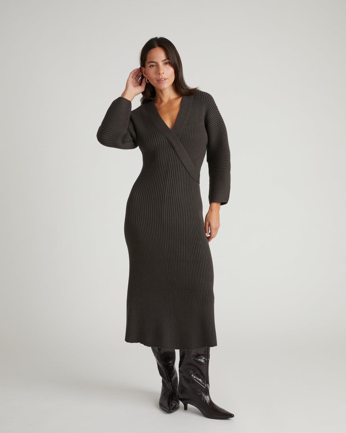 Better-Than-Wool Faux Wrap Dress - Graphite | Plus Size & Straight Size Women's Fashion | Universal Standard