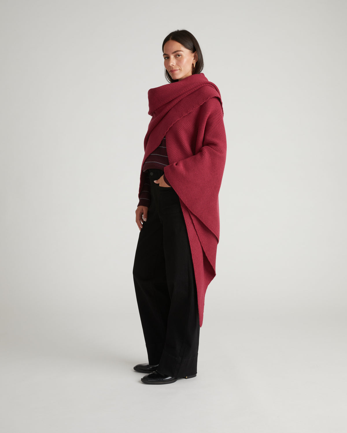 Better-Than-Wool Knitted Wrap - Red Plum | Plus Size & Straight Size Women's Fashion | Universal Standard