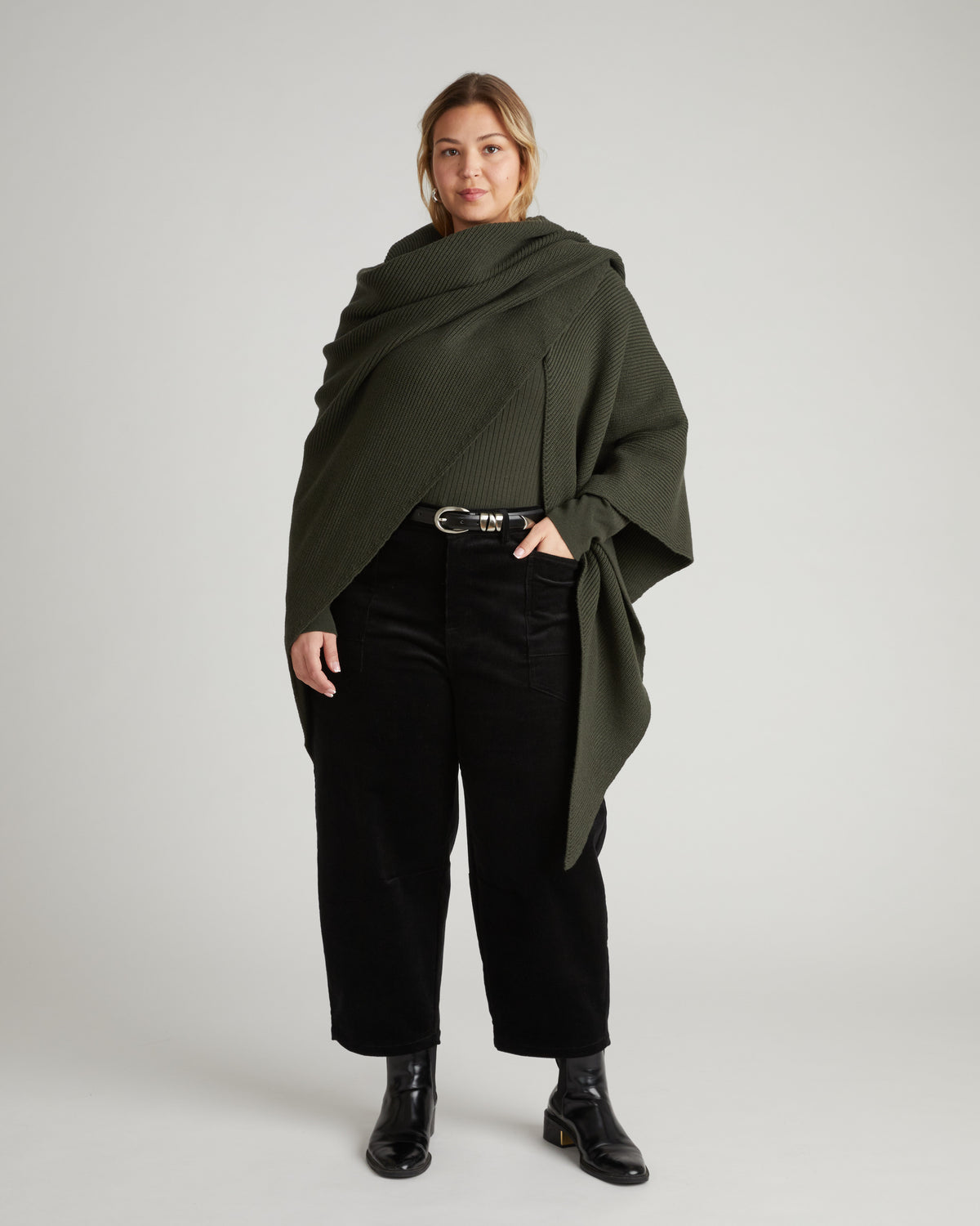 Better-Than-Wool Knitted Wrap - Deep Hiking Green | Plus Size & Straight Size Women's Fashion | Universal Standard