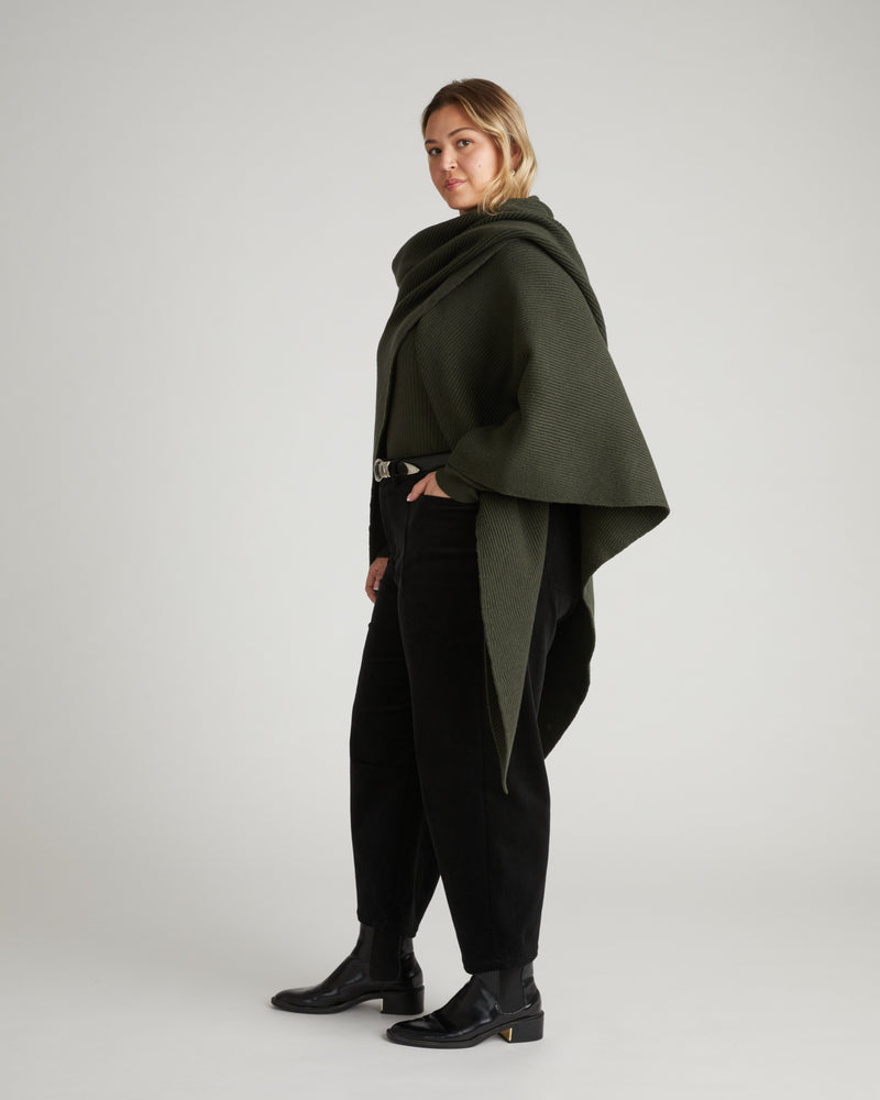 Better-Than-Wool Knitted Wrap - Deep Hiking Green | Plus Size & Straight Size Women's Fashion | Universal Standard