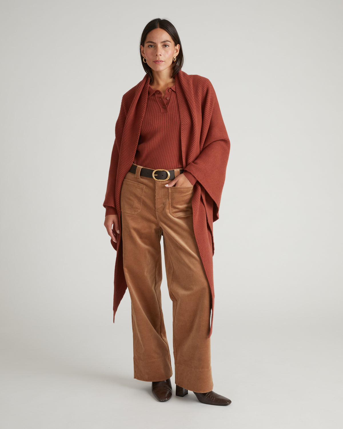 Better-Than-Wool Knitted Wrap - Cognac | Plus Size & Straight Size Women's Fashion | Universal Standard