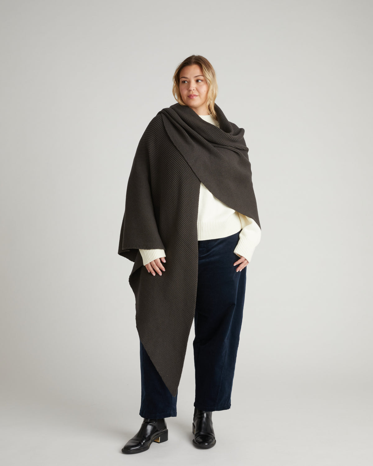 Better-Than-Wool Knitted Wrap - Graphite | Plus Size & Straight Size Women's Fashion | Universal Standard