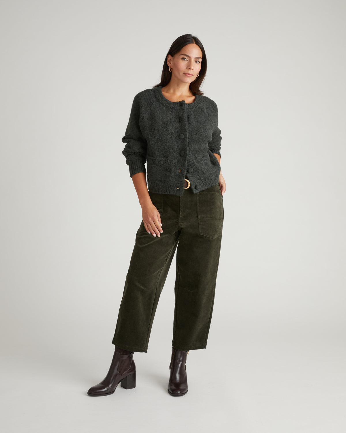 Beverly Brushed Wool Blend Cardigan - Heather Hiking Green | Plus Size & Straight Size Women's Fashion | Universal Standard