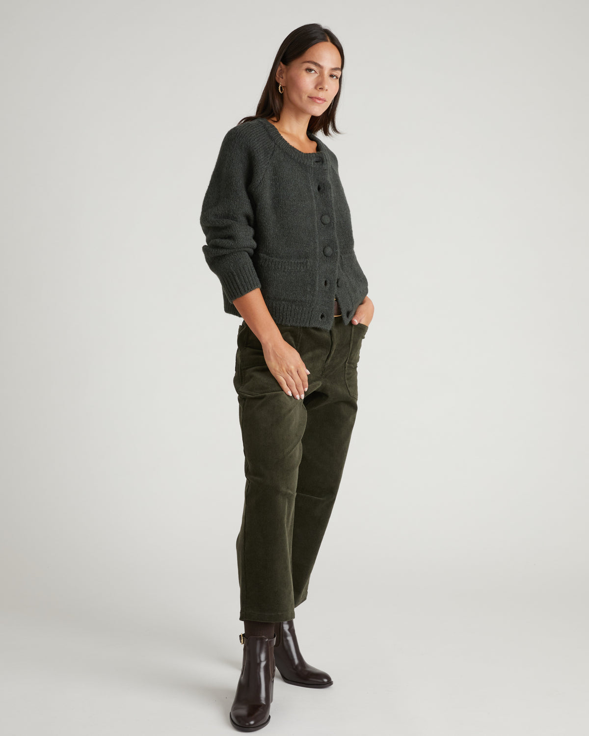 Beverly Brushed Wool Blend Cardigan - Heather Hiking Green | Plus Size & Straight Size Women's Fashion | Universal Standard
