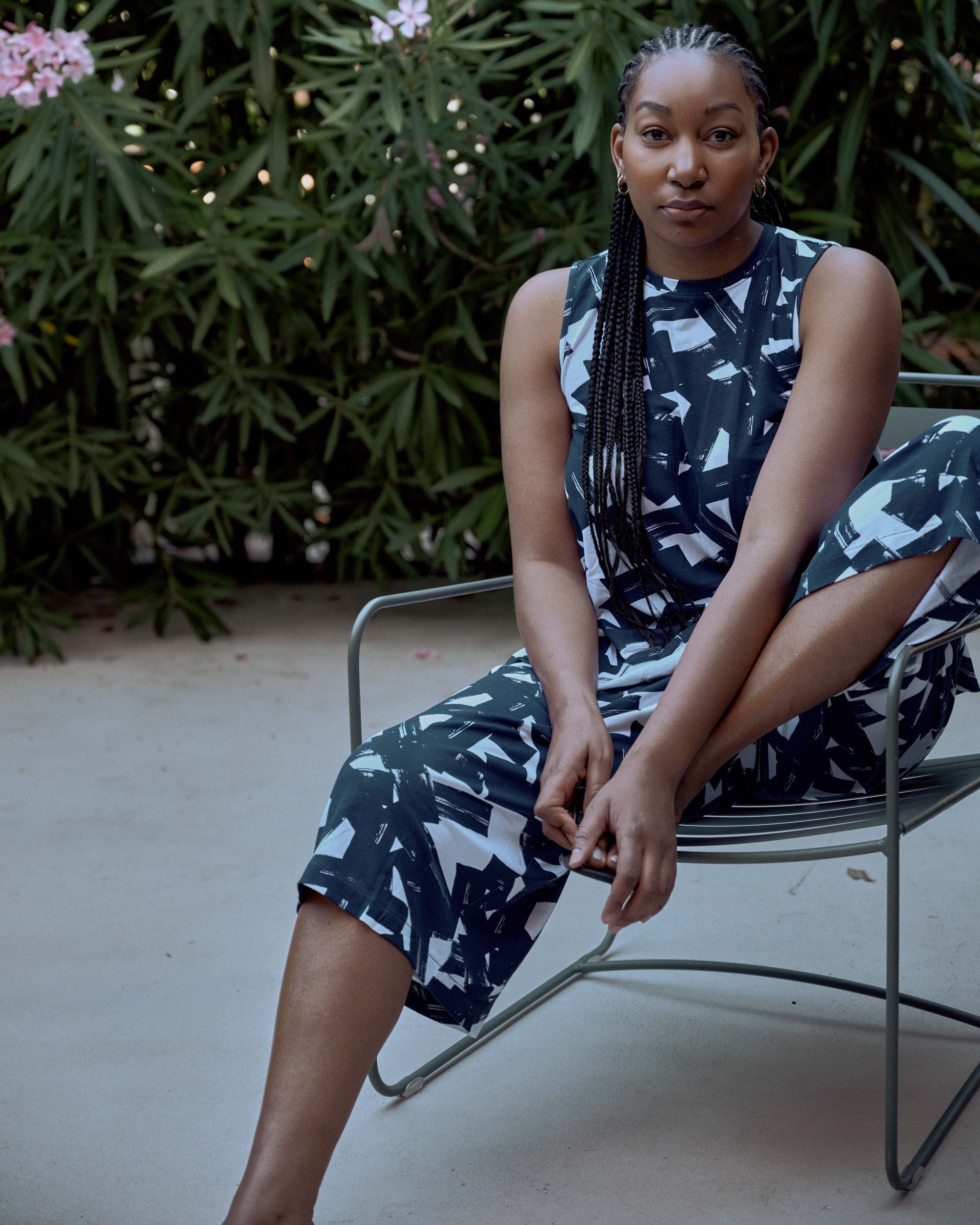 Heatwave Divine Jersey Flared Tank - Navy Santiago Print | Plus Size & Straight Size Women's Fashion | Universal Standard